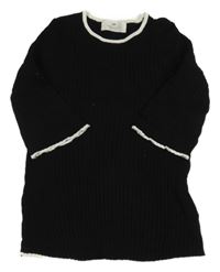 Černo-bílé svetrové úpletové žebrované šaty H&M
