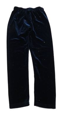 Tmavomodré třpytivé sametové legíny Little kids