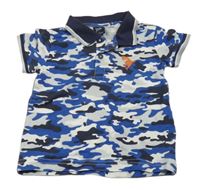 Tmavomodro-šedo-bílé army polo tričko se žralokem Kiki&Koko