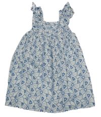 Bílo-modré květované perforované šaty Primark