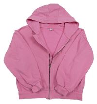 Růžová propínací oversize mikina s kapucí Tu