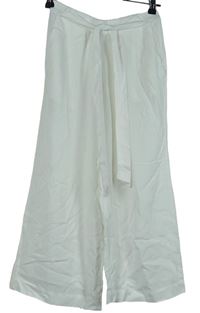 Dámské bílé culottes kalhoty s páskem 