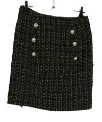 Dámská černo-zlatá třpytivá sukně s gombíky Shein 