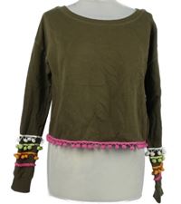 Dámská hnědá crop mikina s bambulkami Asos