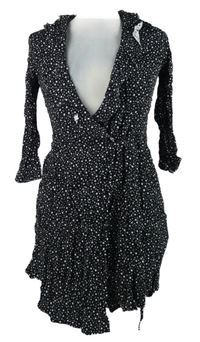 Dámské černo-bílé hvězdičkované zavinovací šaty Warehouse 