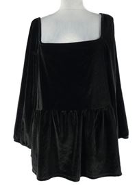 Dámská černá sametová peplum tunika Simple Be