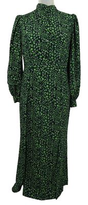 Dámské černo-zelené kytičkované košilové šaty Topshop 