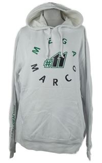 Pánská bílá mikina s potiskem a kapucí 