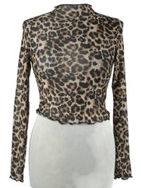 Dámské béžovo-černé vzorované tylové crop triko Shein 