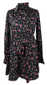 Nové - Dámské černé kytičkované šaty Influence 