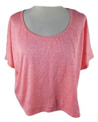Dámské růžové melírované sportovní volné crop tričko 