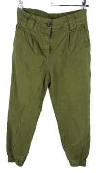Dámské khaki cuff kalhoty Bershka 