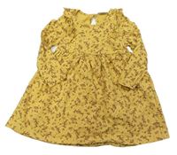 Hořčicové květinové bavlněné šaty so cute