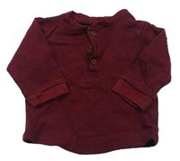 Vínové pruhované triko s knoflíčky Matalan