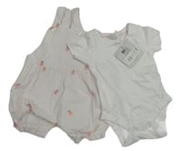 2set- růžovo-bílé pruhované laclové kraťasy s jablíčky+ bílé body John Lewis