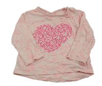 Bílo-neonově růžové melírované triko s potiskem Topomini