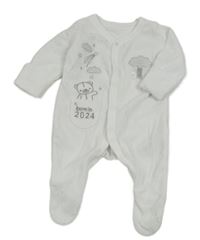 Bílý sametový overal s obrázkem Little nutmeg