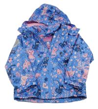 Modrá šusťáková jarní bunda s kočkami a kapucí Impidimpi