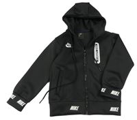 Černá thermo propínací mikina s potiskem a kapucí Nike