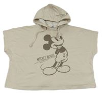 Světlebéžová oversize tepláková vesta s Mickey Mousem a kapucí Disney