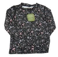 Nové - Černé květinové UV triko 