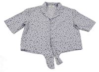 Světlemodrá květinová crop halenka H&M