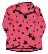 Neonově růžová fleecová mikina s hvězdami C&A