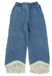 Modré jogger rifle s třásněmi