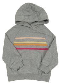 Světlešedo-barevná pruhovaná mikina s kapucí Next