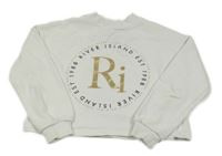 Bílá crop mikina se zlato-černým nápisem River Island