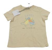 Nové - smetanové tričko s dinosaurem Tu