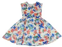 Bílo-barevné květinové šaty 