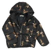 Černá šusťáková zimní bunda s baletkami a kapucí H&M
