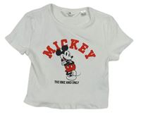 Bílé žebrované crop tričko s Mickeym H&M