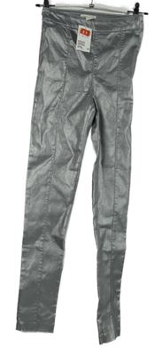 Nové - Dámské stříbrné kalhoty s puky H&M