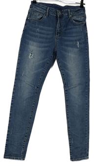 Dámské modré slim rifle s prošoupáním 