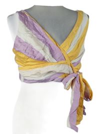 Nové - Dámský lila-bílo-žlutý pruhovaný zavinovací crop top Zara