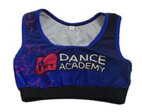 Safírový sportovní crop top s nápisem 