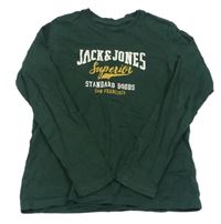 Tmavozelené triko s nápisem Jack & Jones
