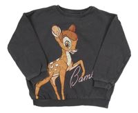 Tmavošedá oversize mikina s Bambim Disney