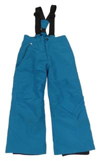 Azurové šusťákové oteplovačky s kšandami Lupilu