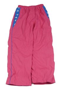 Tmavorůžové šusťákové podšité kalhoty Adidas