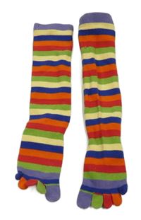 Barevné pruhované prstové podkolenky