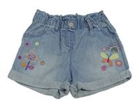 Modré riflové papar bag kraťasy s duhou a motýlem Next