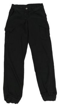 Černé plátěné cuff kalhoty s kapsami