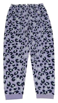 Lila- tmavomodré vzorované plyšové pyžamové kalhoty 