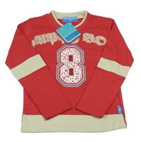 Nové - Červeno-béžové triko s číslem 