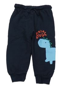 Tmavomodré tepláky s dinosaurem 