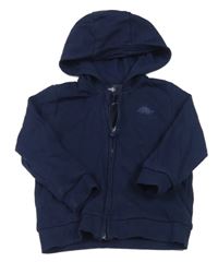 Tmavomodrá propínací mikina s dinosaurem a kapucí F&F