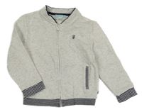 Světlešedá propínací mikina s potiskem 